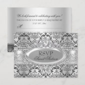 プリティシルバーダマスクSweet 16 RSVP 招待状 (正面/裏面)