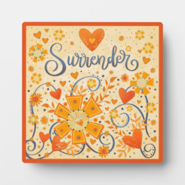 プリティハート フローラル サレンダー インスパイリング オレンジ フォトプラーク