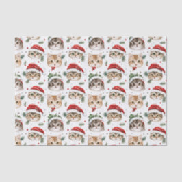 プリティパターン クリスマス 猫の顔のイラスト 薄葉紙