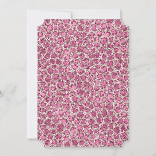 プリティピンクシルバーグリッターレオパード 招待状 (裏面)