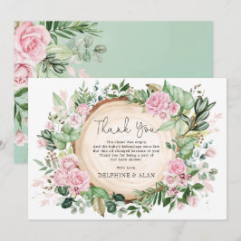 プリティピンクフラワーズローズガーデンベイビーシャワー サンキューカード