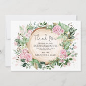 プリティピンクフラワーズ ローズガーデン ベビーシャワー サンキューカード (正面)