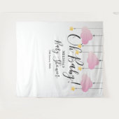 プリティピンク オー ベイビー シャワーフォトブースの背景 タペストリー (正面(横))