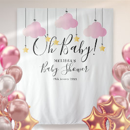 プリティピンク オー ベイビー シャワーフォトブースの背景 タペストリー