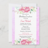 プリティピンク ボタニカル バースデー ランチョン 招待状 (正面)