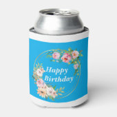 プリティピンク&金ゴールドフラワーリースクール 缶クーラー (缶正面)