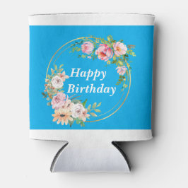 プリティピンク&金ゴールドフラワーリースクール 缶クーラー