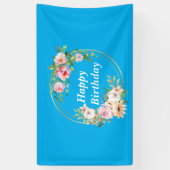 プリティピンク&金ゴールドフラワーリースバナー 横断幕 (縦)