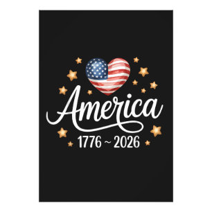 プリティフラグハート 1776-2026 7月4日 250周年 フォトプリント
