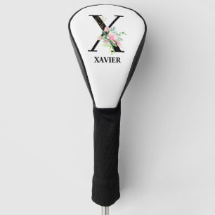 プリティフラワーのイニシャルモノグラムX ゴルフヘッドカバー