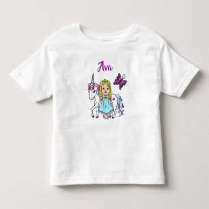 プリティプリンセスとユニコーンのカスタマイズシャツ トドラーTシャツ