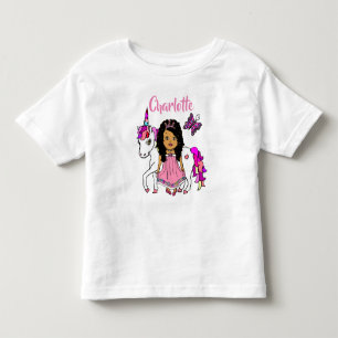 プリティプリンセスとユニコーンのカスタマイズシャツ トドラーTシャツ