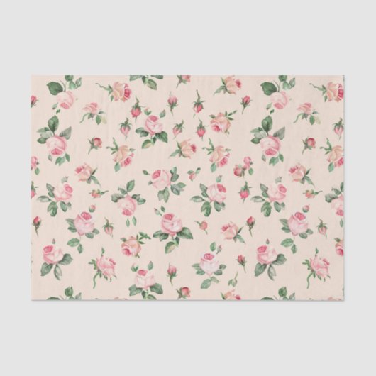 プリティローズ フラワーピンク ピーチクリーム ブライダルシャワー 薄葉紙 (正面)