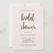 プリティーなコンフェッティ付きのピンクとブラックのブライズシャワー 招待状 (正面)