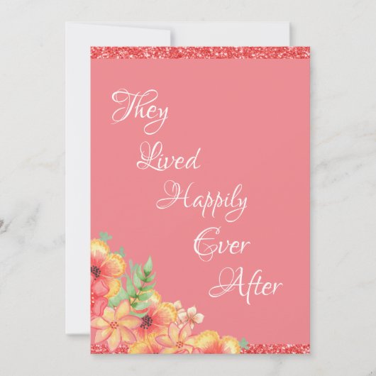 プリティーコーラル フローラル ピンク ウェディング サンキューカード (正面)