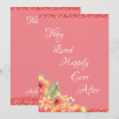 プリティーコーラル フローラル ピンク ウェディング サンキューカード (正面/裏面)