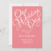 プリティーコーラル フローラル ピンク ウェディング 招待状 (正面)