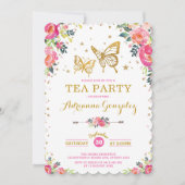 プリティーバタフライ 水彩花のティーパーティー 招待状 (正面)