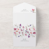 プリティーパープルとピンクのスイートピーウェディング オールインワン招待状 (外側)