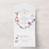 プリティーパープルとピンクのスイートピーウェディング オールインワン招待状 (内側)