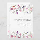 プリティーパープルスイートピーウェディング招待状 招待状 (正面/裏面)