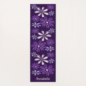 プリティーパープルネーム ボタニカル フラワーパターン ヨガマット (裏面)