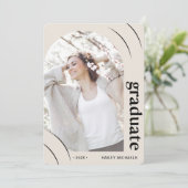 プリティーピンクのアーチ写真卒業パーティー 招待状 (スタンド正面)