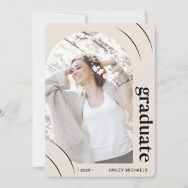 プリティーピンクのアーチ写真卒業パーティー 招待状