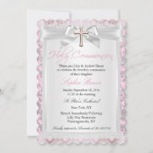 プリティーボウクロス ファーストコミュニオン ピンク 招待状 (正面)