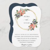 プリティー ウォーターカラー フローラル フープ フレーム ウェディング 招待状 (正面/裏面)