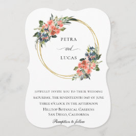 プリティー ウォーターカラー フローラル フープ フレーム ウェディング 招待状