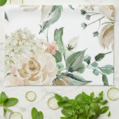 プリティー・クリーム・フローラル・ボタニカル キッチンタオル (折り畳み)