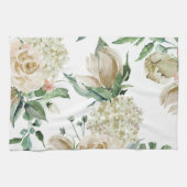 プリティー・クリーム・フローラル・ボタニカル キッチンタオル (横)