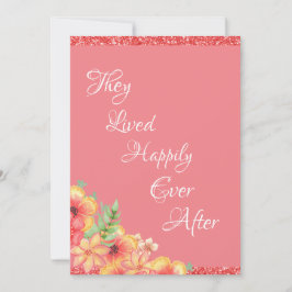 プリティー コーラル フローラル ピンク ウェディング サンキューカード
