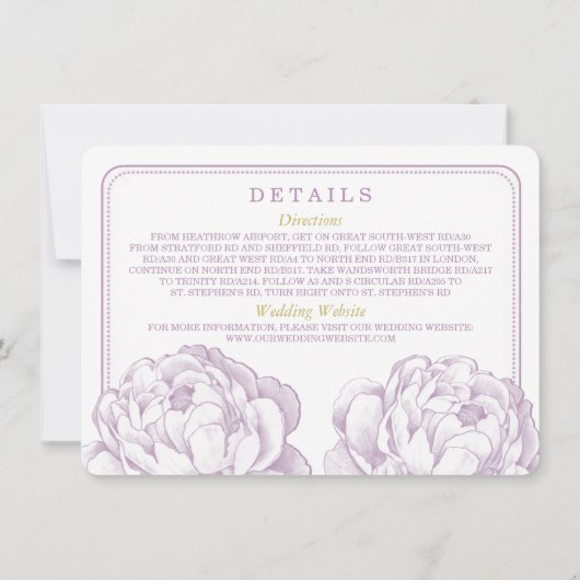 プリティー ピオニー フラワーズ ウェディングコレクション 招待状 (裏面)