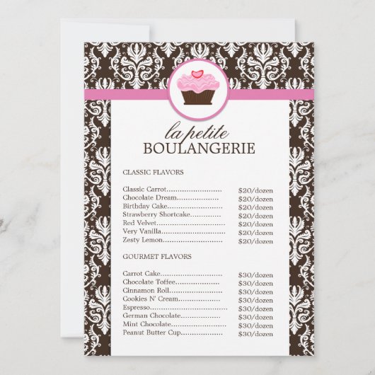プリティ ダマスク ベーカリー 価格リスト (正面)
