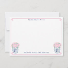 プリティ ピンク ピオニー ジンジャージャー ブライダルシャワー サンキューカード