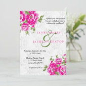 プリティ・ピンク・フローラル・ウェディング・招待状 招待状 (スタンド正面)