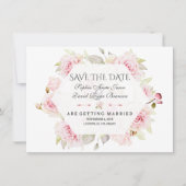 プリティ ピンク フローラル ジオメトリック ウェディング セーブ ザ デート セーブザデート (正面)