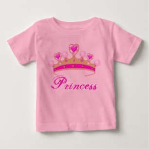 プリティ・ピンク・プリンセス・ティアラ・ベビー・チュチュ・ボディスーツ ベビーTシャツ