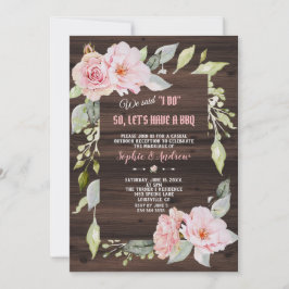 プリティ ブラッシュ ピンク フローラル ウッド ウィー セッド アイ ドゥー BBQ 招待状