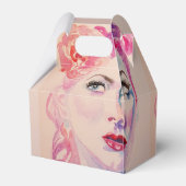 プリティ ヴィンテージ ガール ウェディング ケーキ フェイバー ボックス ピンク (裏面サイド)