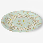 プリティ ヴィンテージ フラワー デイジー シャビー シック ペーパープレート (アングル)