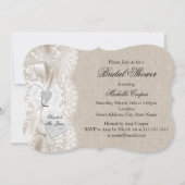 プリティ ヴィンテージ レース & バルーン 結婚前パーティー 招待状 (正面)