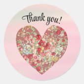 プリティ ヴィンテージ ローズ ハート サンクス ラウンドシール (正面)