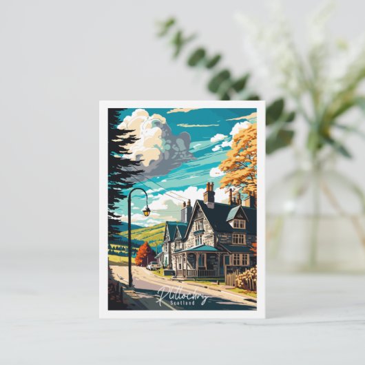 プリトロキスコットランドヴィンテージ旅行イラストレーション ポストカード (スタンド正面)