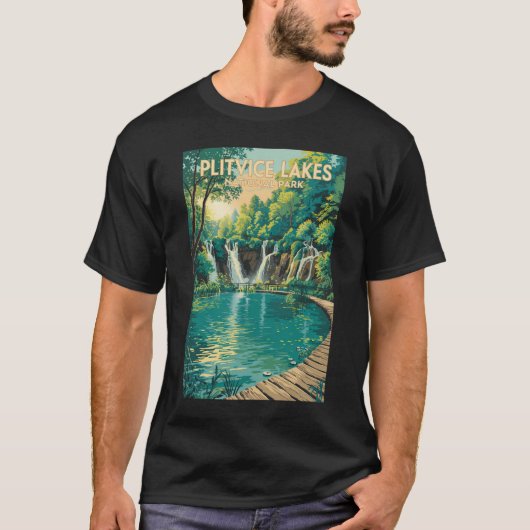 プリトヴィチェ湖群国立公園のイラスト 旅行 Tシャツ (正面)