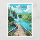 プリトヴィツェ国立公園クロアチアアートヴィンテージトラベル ポストカード (正面)