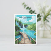 プリトヴィツェ国立公園クロアチアアートヴィンテージトラベル ポストカード (スタンド正面)