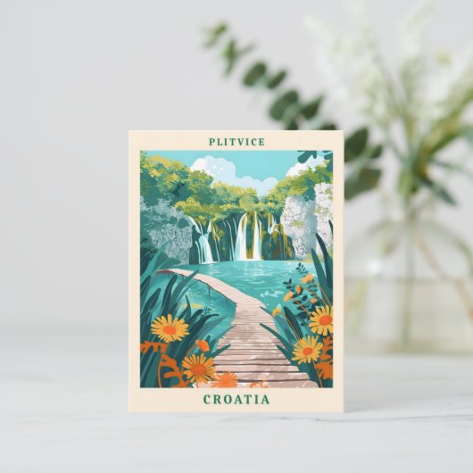 プリトヴィツクロアアエレガントートヴィンテージトラベル ポストカード (スタンド正面)